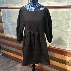 FP Black Puff-Sleeve Women’s Dress